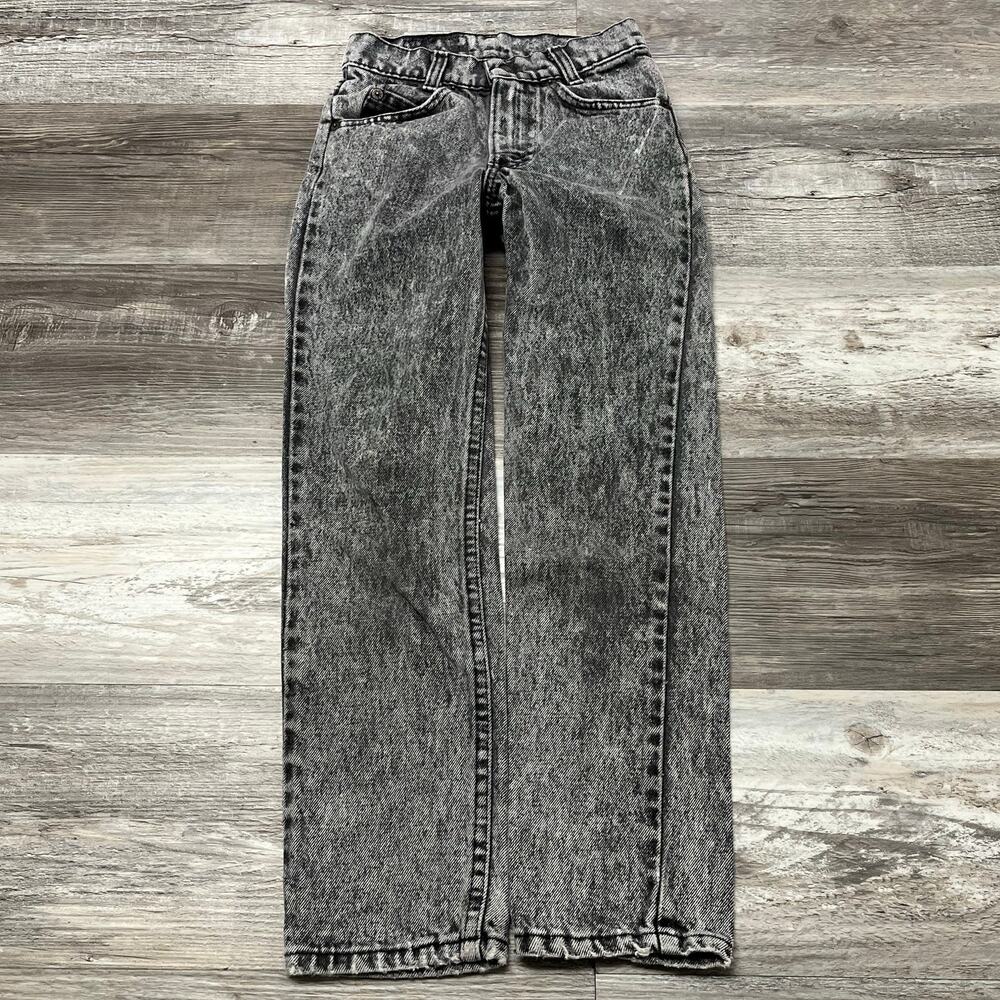 Vintage 80s Levis Acid Wash Black Girls 10 Slim Denim Jeans Black Tab USA Made